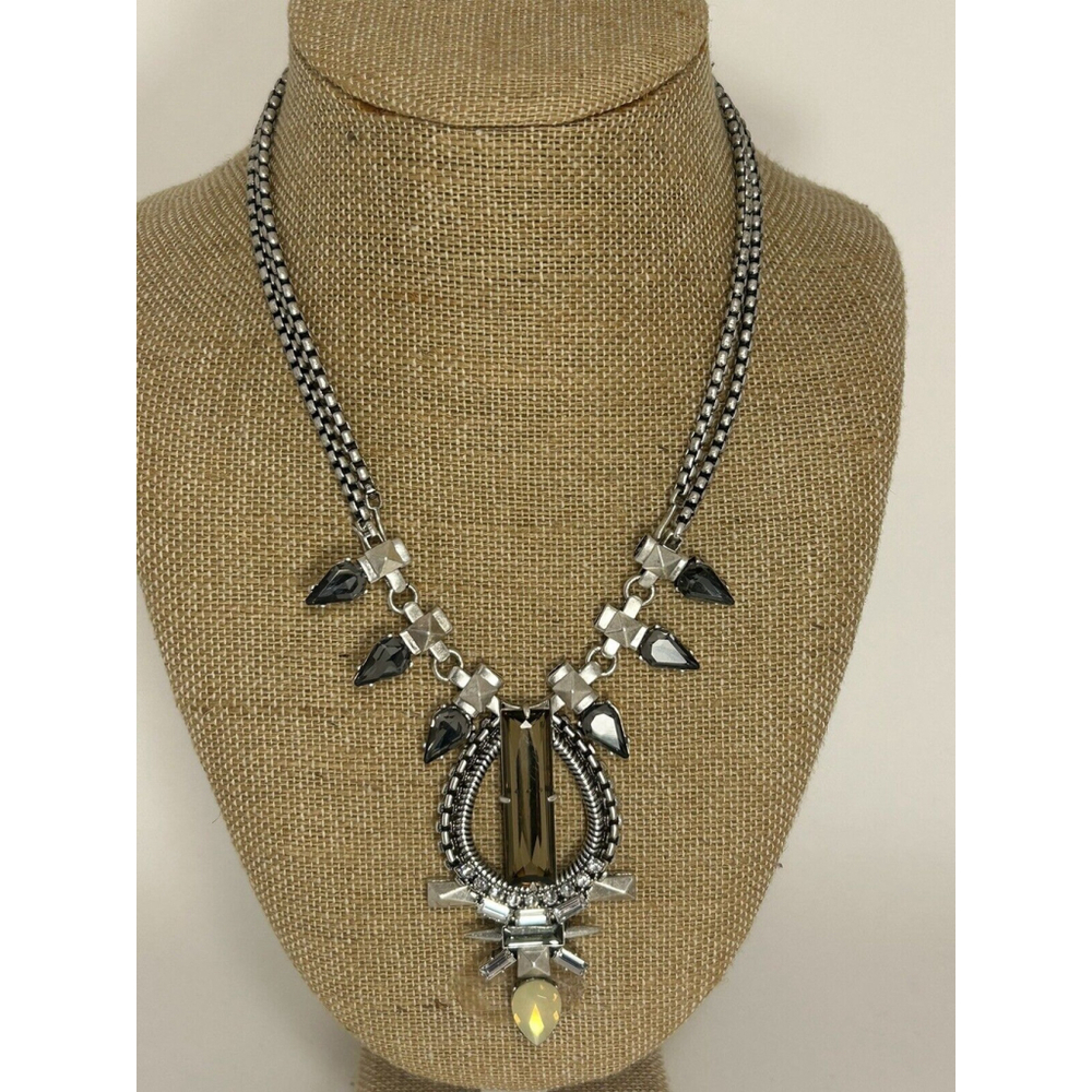 Stella & Dot Signed Eclipse Crystal Rhinestone Statement Convertible Necklace